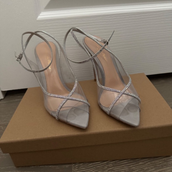 GIANVITO ROSSI Crystelle 105 Embellished Pvc Sandals In Tras+silver - Picture 5 of 8